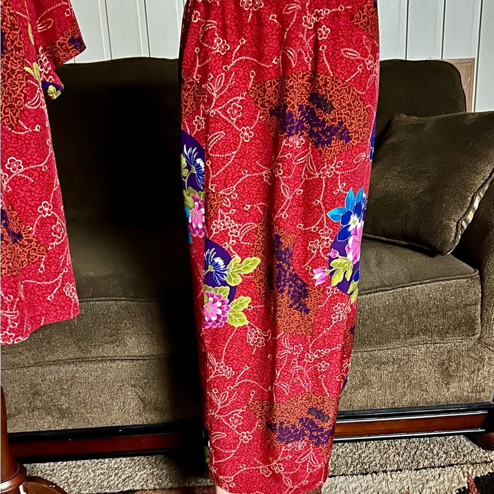 Clio II • Vintage • 1980’s • Size 1X • 2 Pieces • Red • Asian • Floral • Dress - Picture 14 of 14